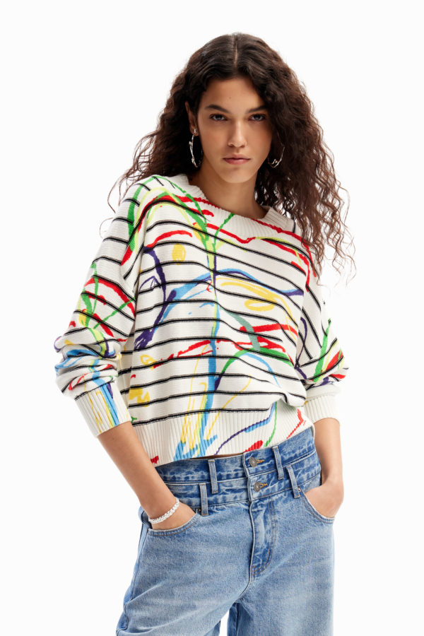 Pull court rayures arty Desigual