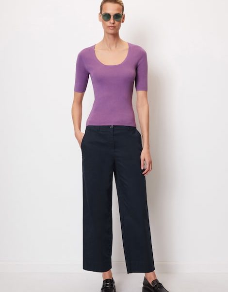 Pull-over en maille à manches courtes avec encolure carrée - Marc O'Polo