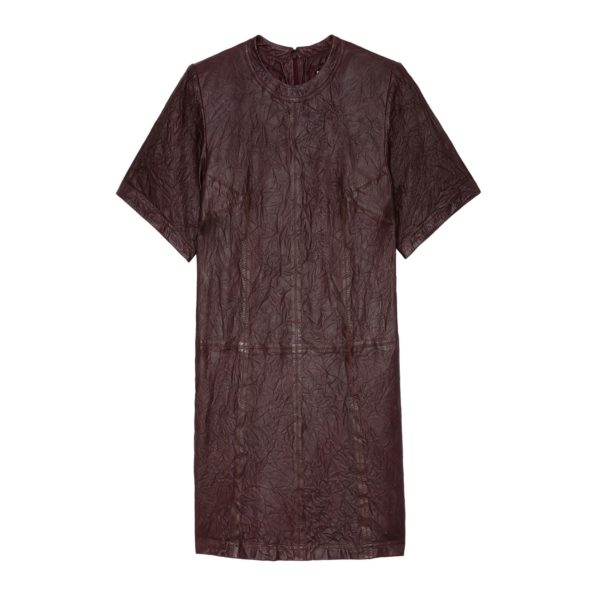 Robe Riddy Cuir Froissé Chocolate - Taille M - Femme