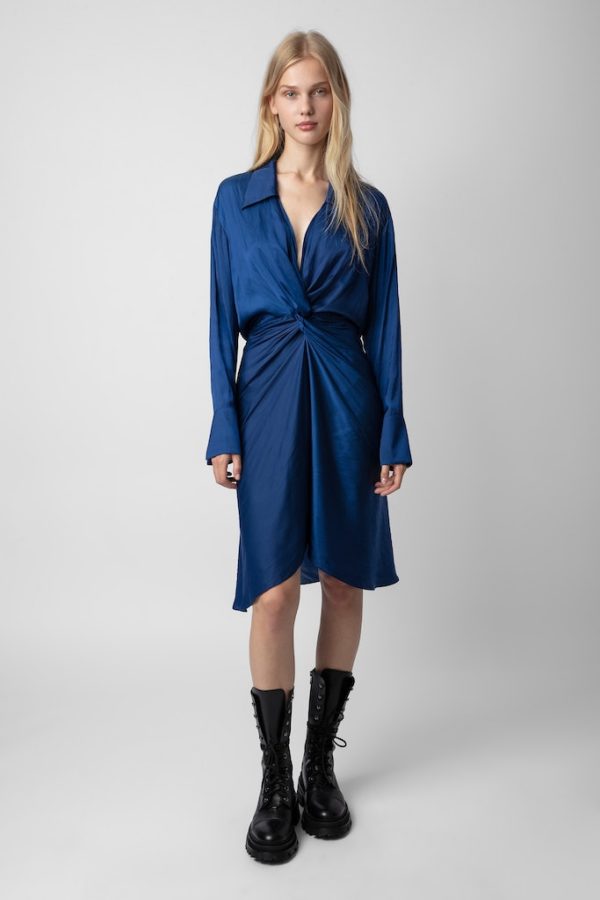Robe Rozo Satin Bleu Roi - Taille S - Femme
