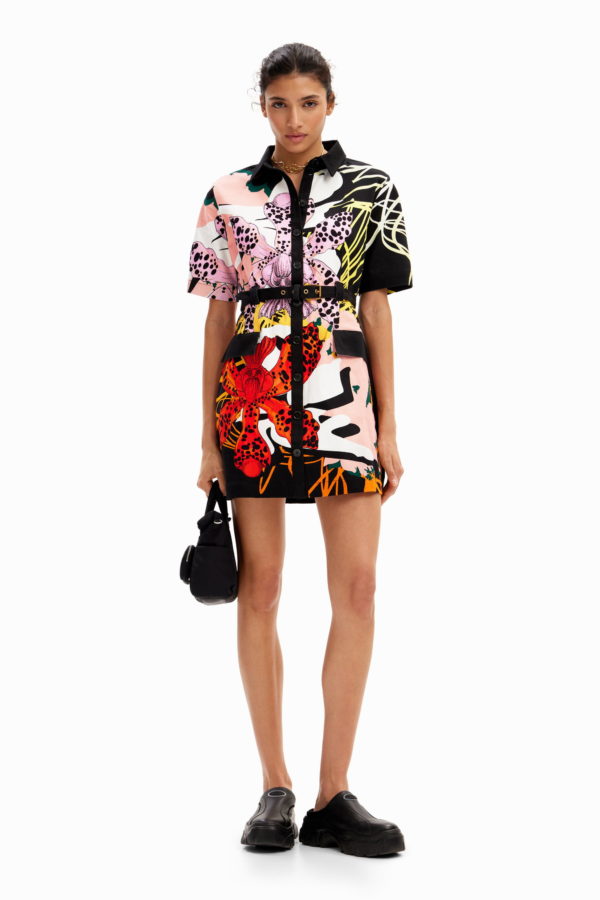 Robe-chemise courte orchidées M. Christian Lacroix Desigual