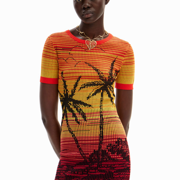 Robe courte maille palmiers Desigual