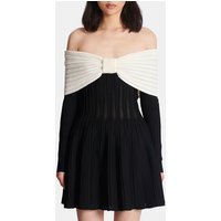 Robe patineuse épaules dénudées en maille texturée – Balmain
