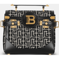 Sac B-Buzz 23 en jacquard bicolore et empiècement en cuir - Balmain