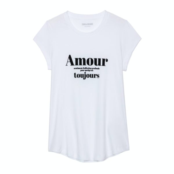 T-Shirt Skinny Amour Toujours Blanc - Taille S - Femme