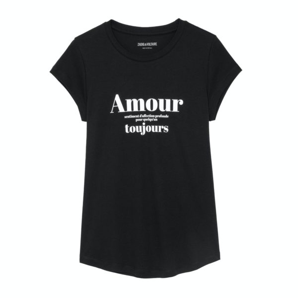 T-Shirt Skinny Amour Toujours Noir - Taille S - Femme