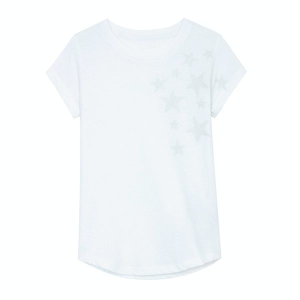 T-Shirt Skinny Stars Strass Blanc – Taille L – Femme – Zadig & Voltaire