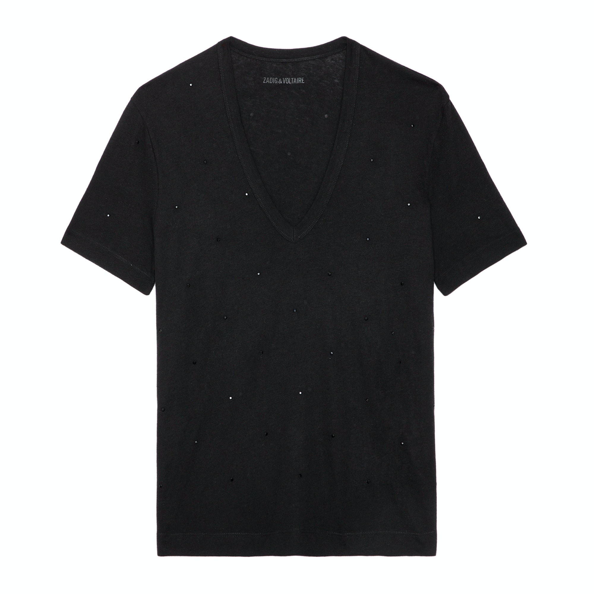 T-Shirt Wassa Strass Noir - Taille Xs - Femme