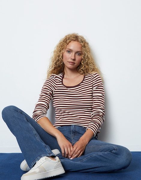 T-shirt à manches longues rayé Slim Fit - Marc O'Polo
