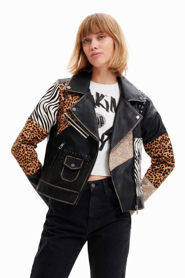 Veste "biker" à imprimé animal Desigual