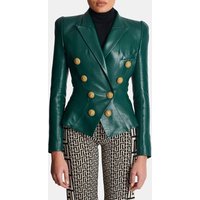 Veste ceintrée 8 boutons en cuir - Balmain