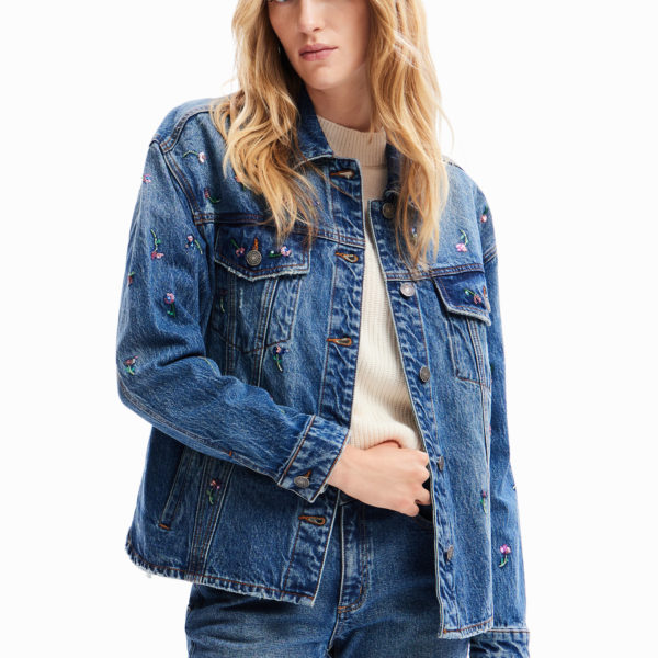Veste trucker jean fleurs Desigual