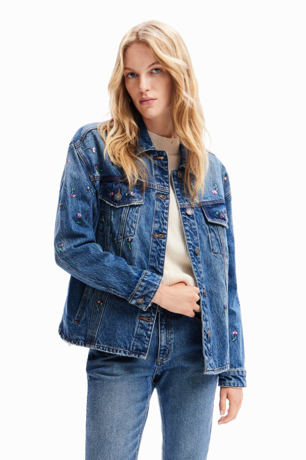 Veste trucker jean fleurs Desigual