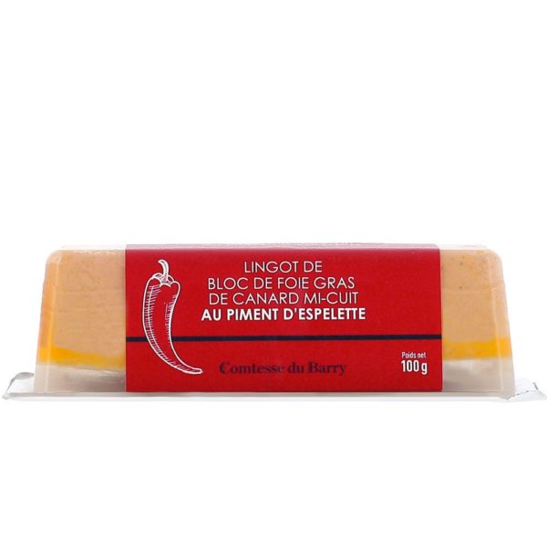 Lingot de  bloc de foie gras de canard mi-cuit au piment d'Espelette-Comtesse du Barry
