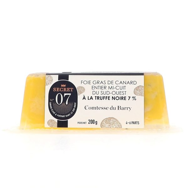 Secret n°07 : foie gras de canard entier mi-cuit du Sud-Ouest à la truffe noire 7 % (200g)-Comtesse du Barry