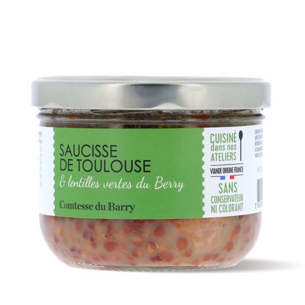 Saucisse de Toulouse & lentilles vertes du Berry 360g-Comtesse du Barry