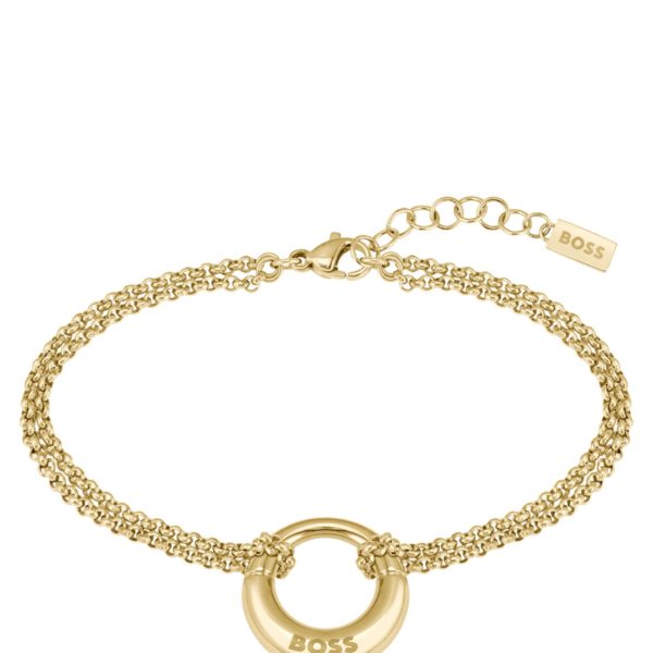 Hugo Boss Bracelet doré avec pendentif anneau logoté