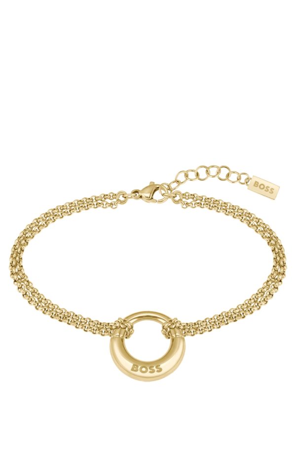 Hugo Boss Bracelet doré avec pendentif anneau logoté