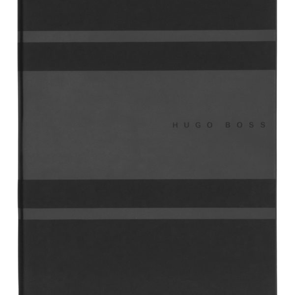 Carnet A5 en similicuir à rayures grises – Hugo Boss