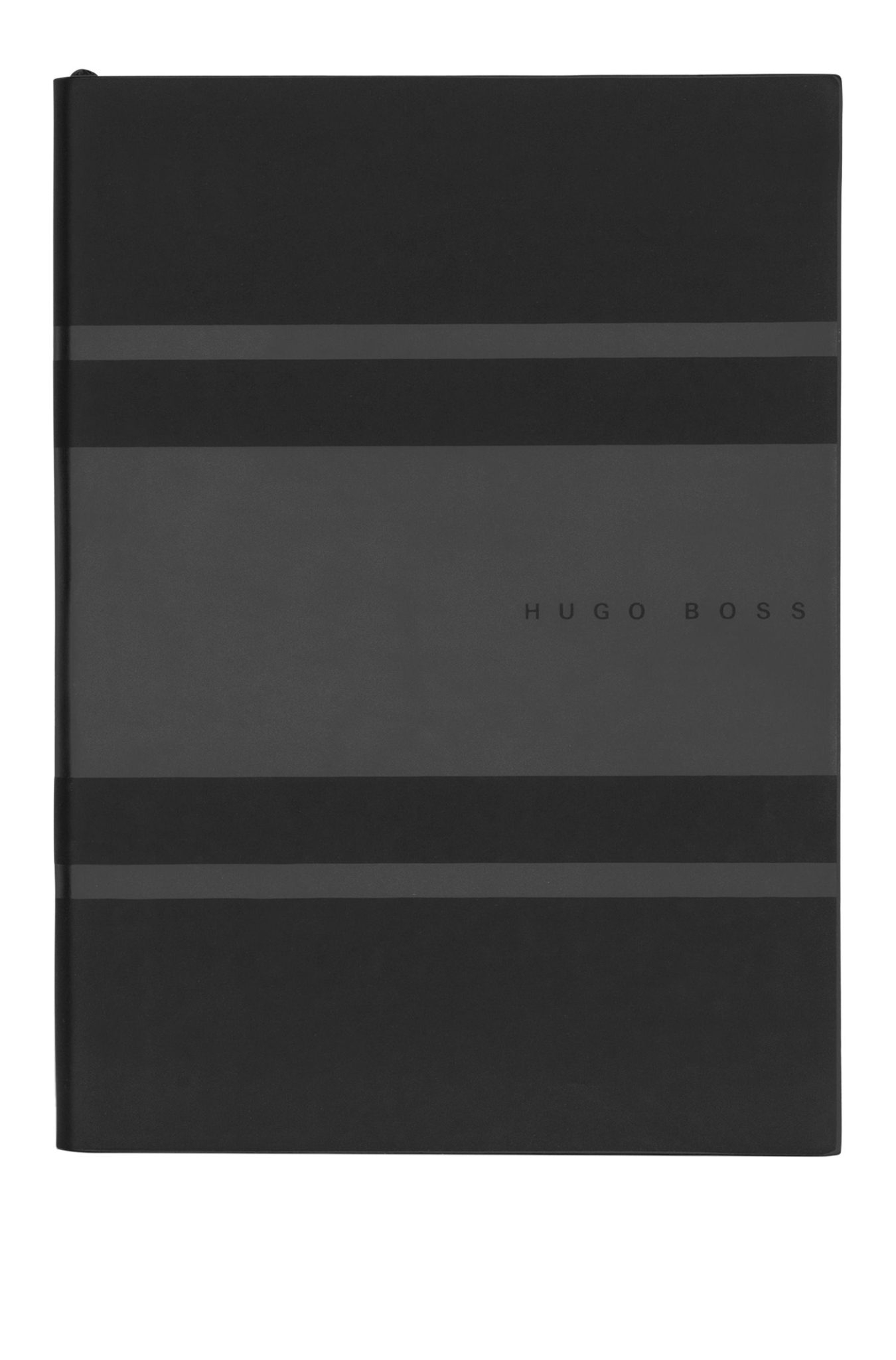 Hugo Boss Carnet A5 en similicuir à rayures grises