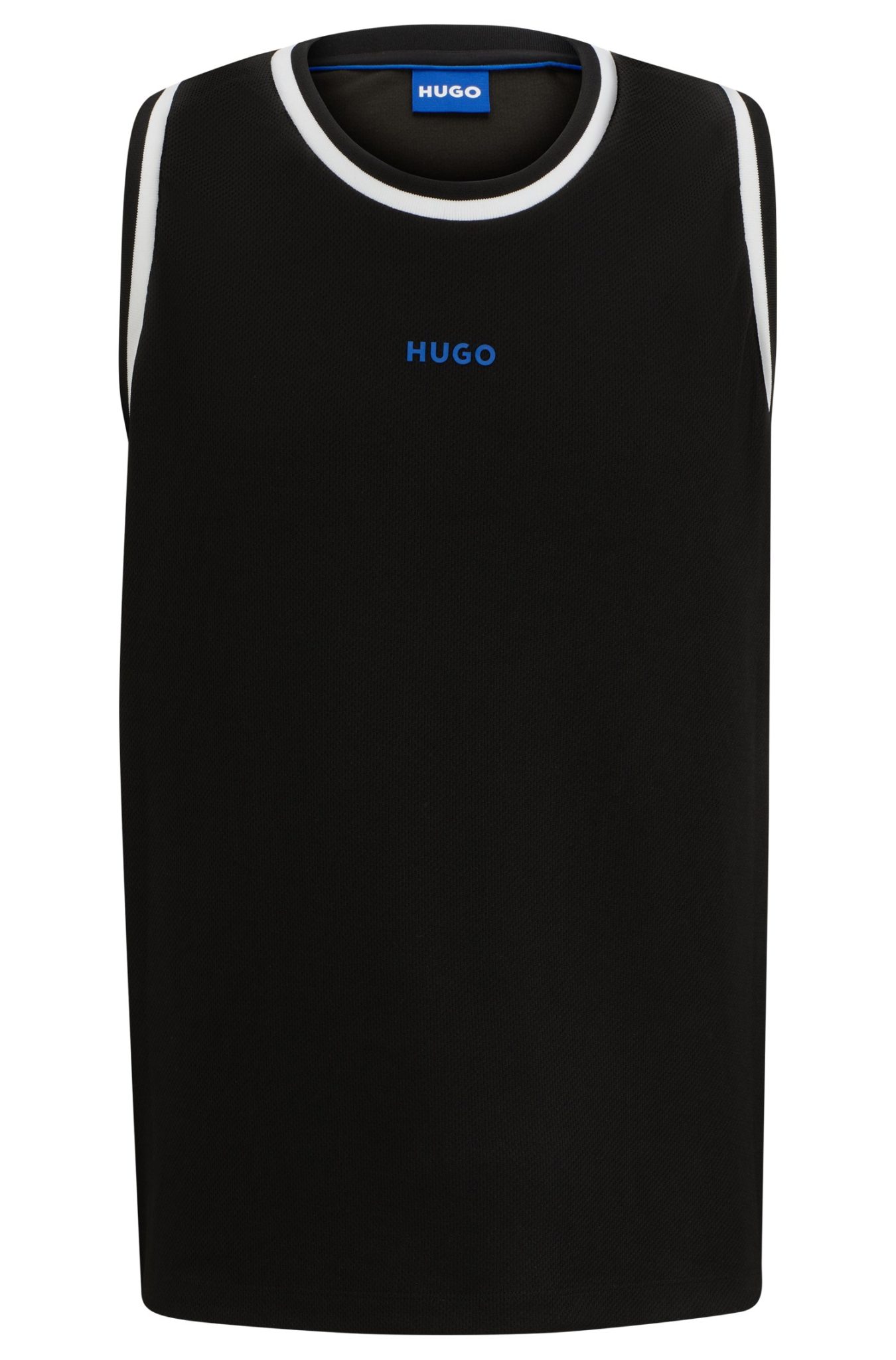 Hugo Boss Débardeur en mesh à rayures et logo contrastants