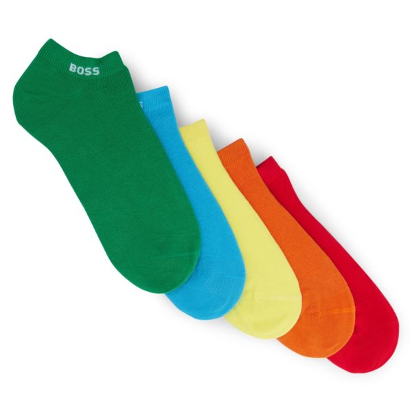 Lot de cinq paires de chaussettes basses mixtes à bordure logotée – Hugo Boss