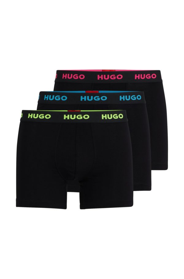 Hugo Boss Lot de trois boxers longs en coton stretch à logo