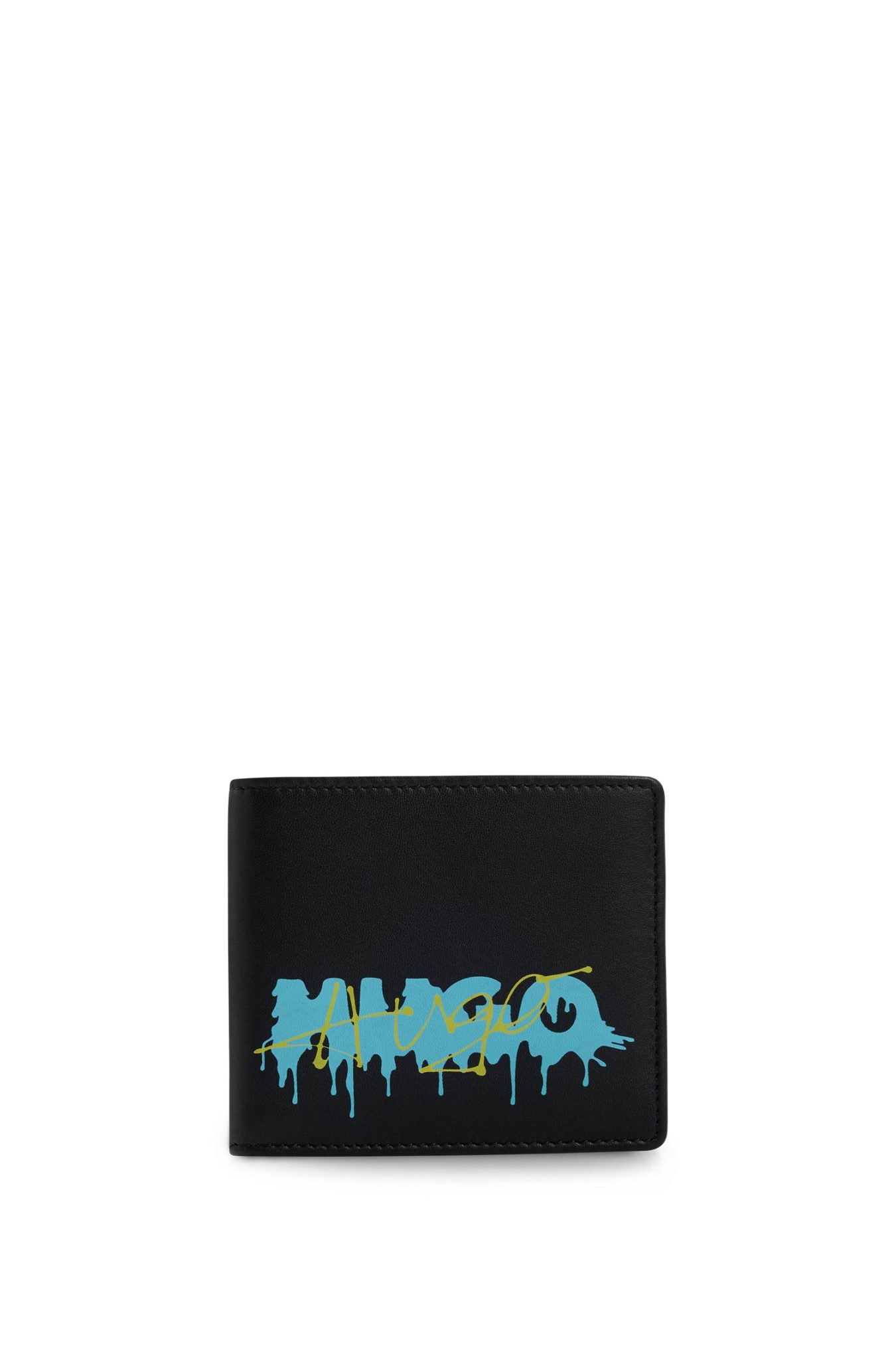 Hugo Boss Portefeuille à deux volets en cuir avec double logo