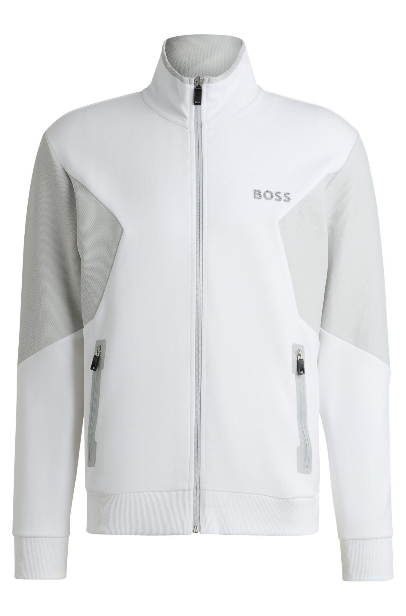 Hugo Boss Sweat zippé en coton mélangé avec logo en relief