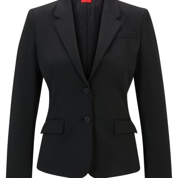 Veste droite en tissu stretch à revers crantés – Hugo Boss
