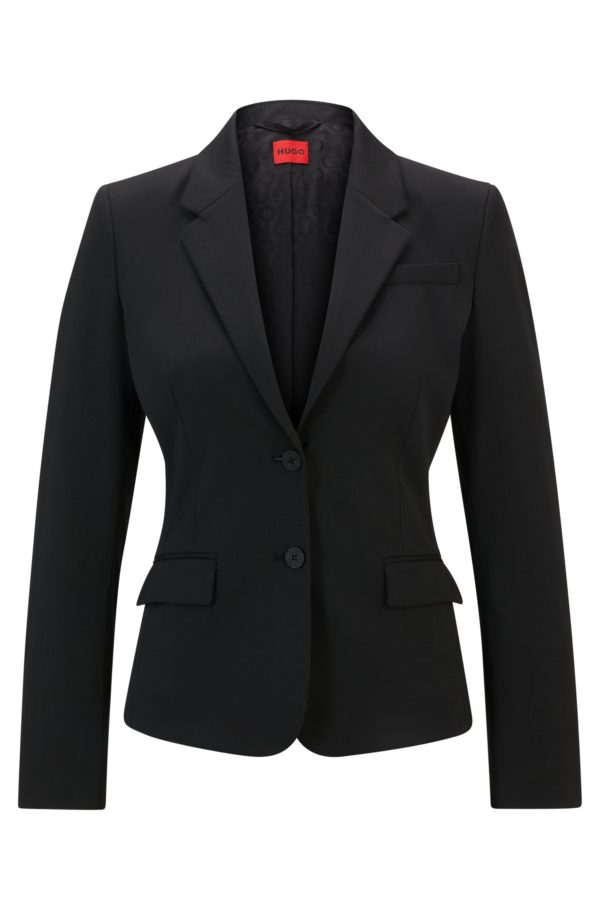 Hugo Boss Veste droite en tissu stretch à revers crantés