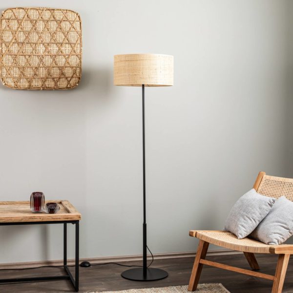 Luminex Lampadaire Jovin abat-jour rotin, hauteur 150 cm Luminex