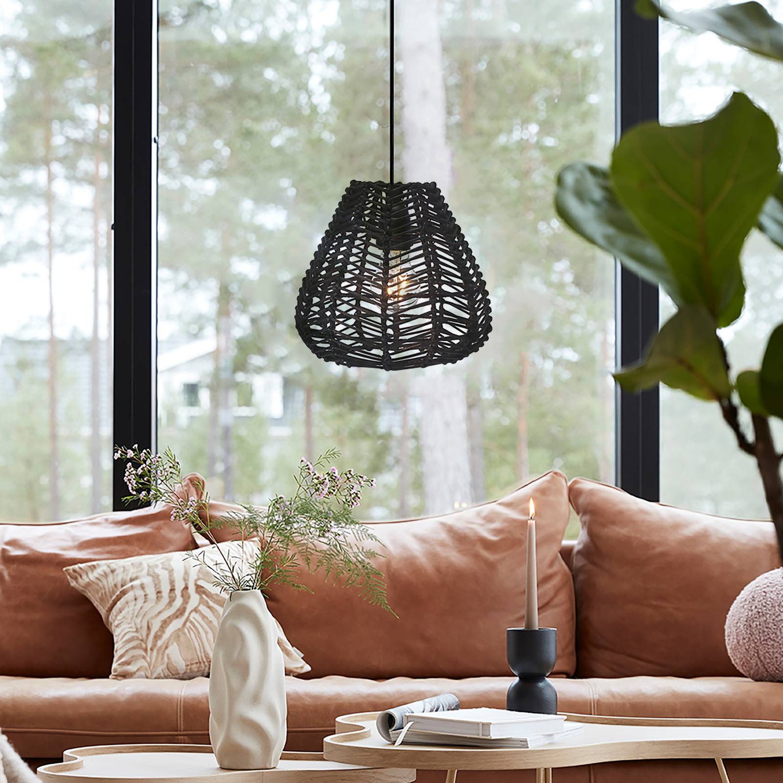 PR Home Adelle suspension en rotin noir Ø24 cm PR Home