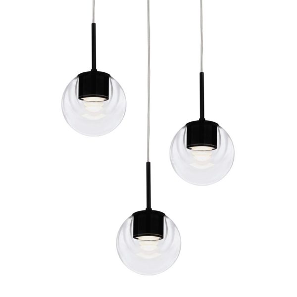 Kundalini Dew 3 Suspension LED à 3 lampes noir Kundalini