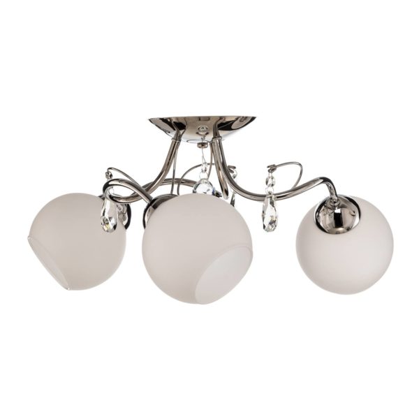 Alfa Plafonnier Livia Pro, chromé/blanc, à trois lampes Alfa