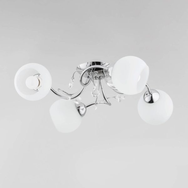 Alfa Plafonnier Livia Pro, chromé/blanc, à 4 lampes Alfa