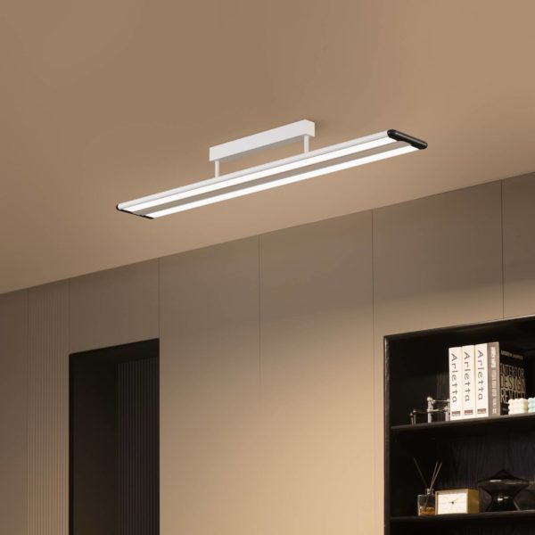 Prios Yuela plafonnier LED, DALI, 120 cm, argenté PRIOS