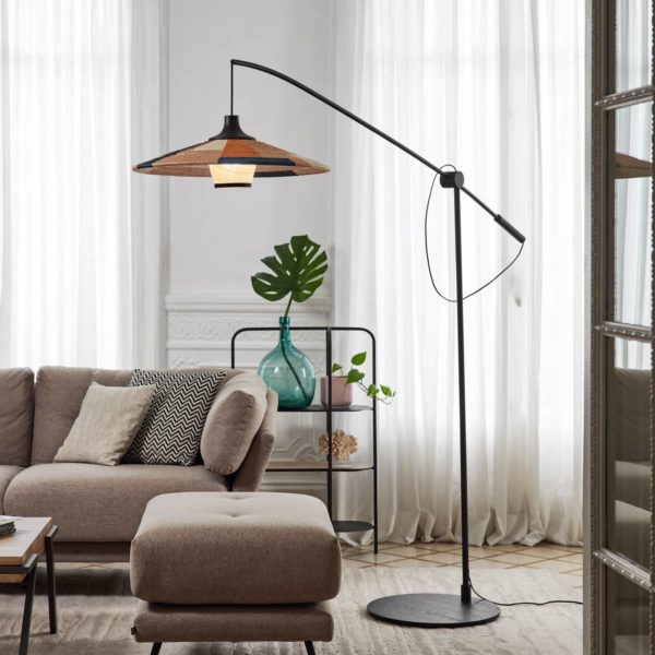 Forestier Parrot lampadaire abat-jour abaca, sable Forestier