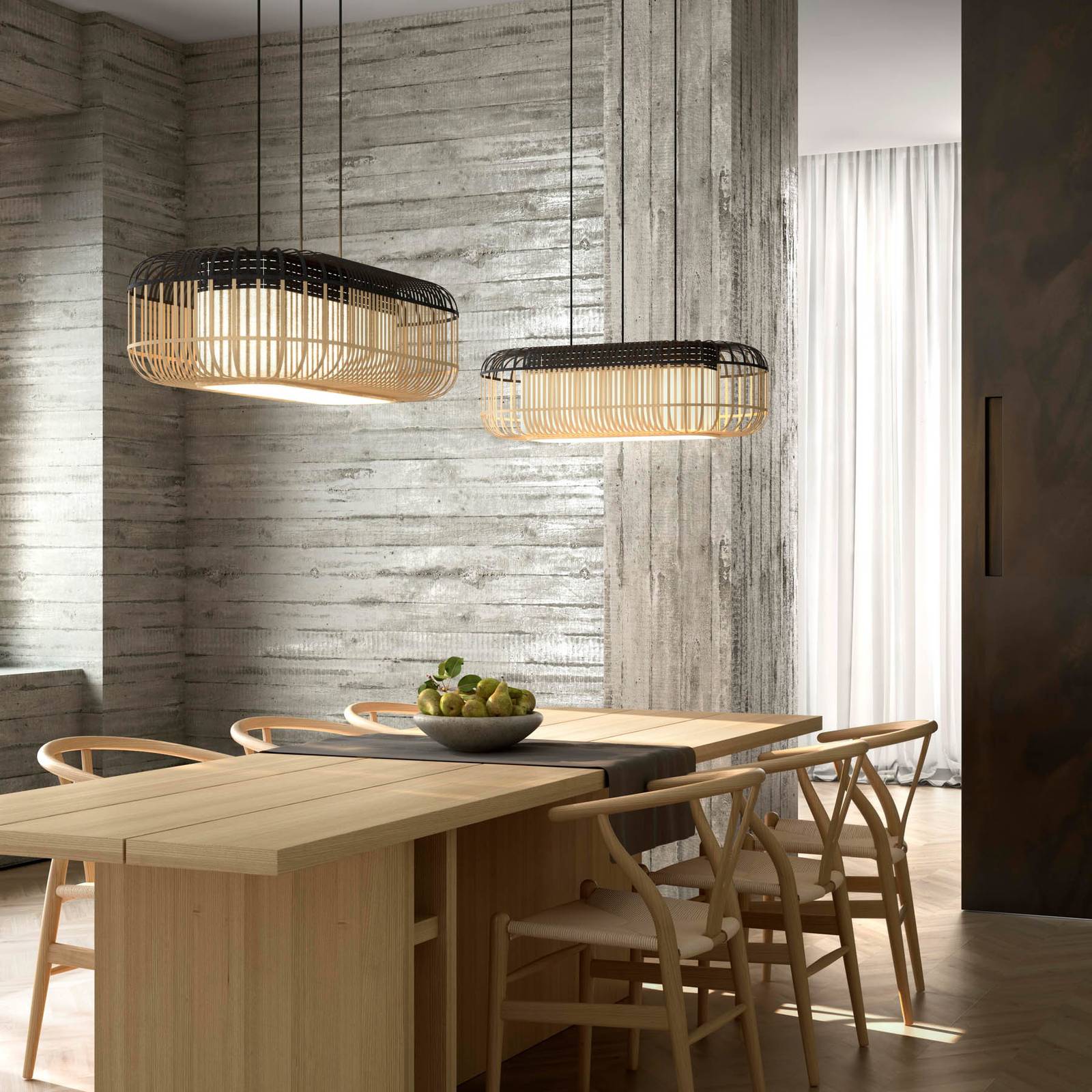 Forestier Bamboo oval L Suspension noir/naturel Forestier