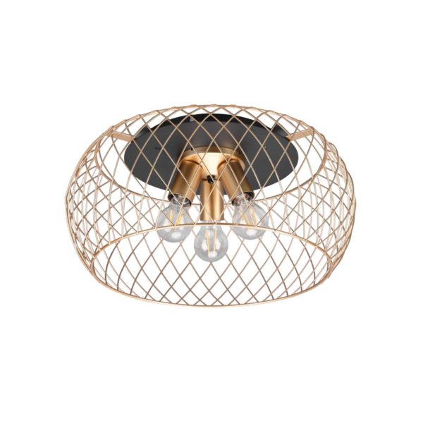 Trio Lighting Plafonnier Tamil avec abat-jour cage, laiton mat Trio Lighting