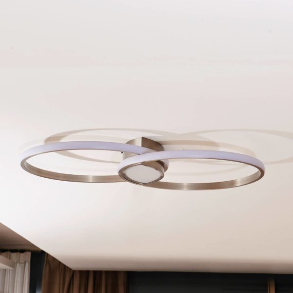 Lindby Valerna Plafonnier LED 31W stepdim nickel LINDBY