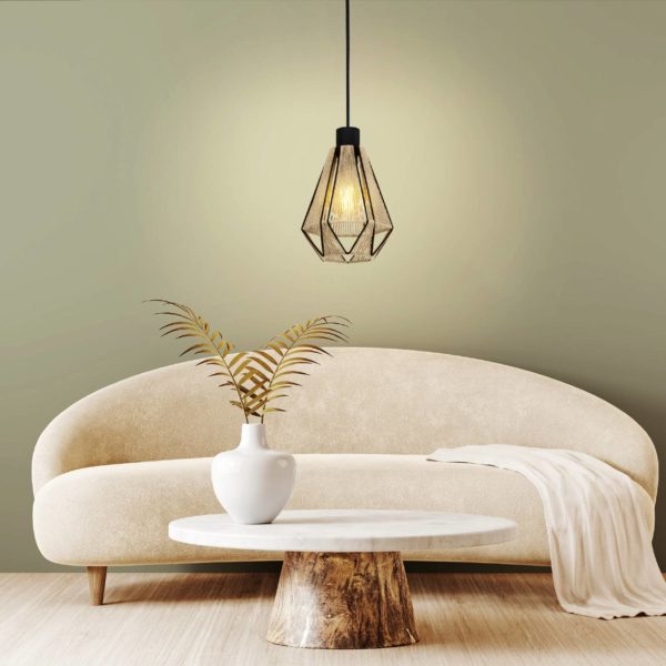 EGLO Suspension Adwickle, 1 abat-jour en fil naturel EGLO