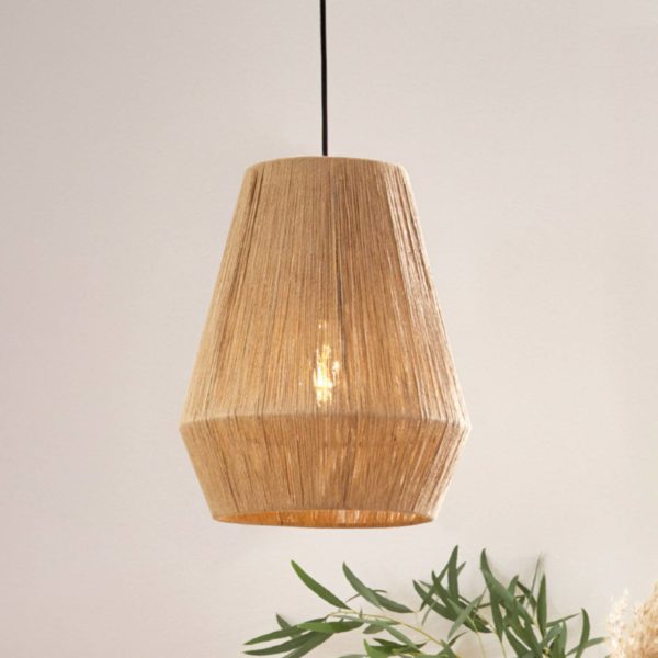 EGLO Suspension Alderney, 3 abat-jour en fil naturel EGLO