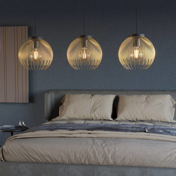 EGLO Suspension Venezuela, noir/or, à 3 lampes EGLO