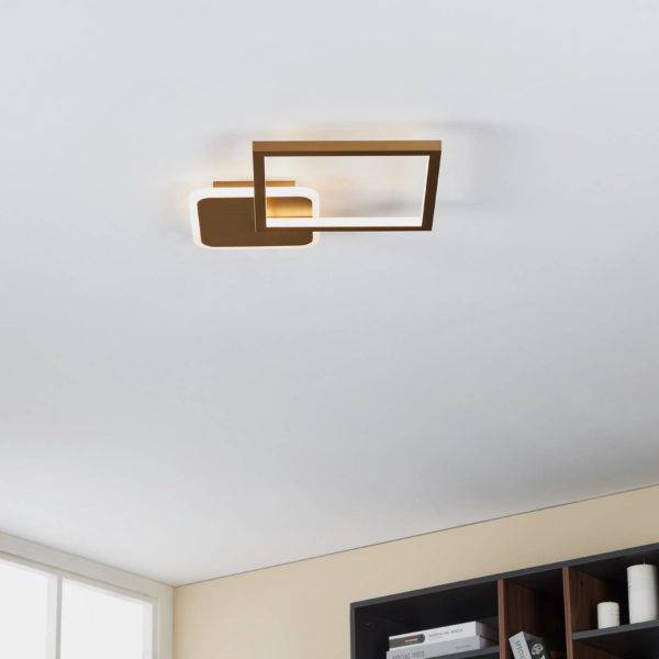 EGLO Plafonnier LED Gafares avec télécommande angulaire or EGLO