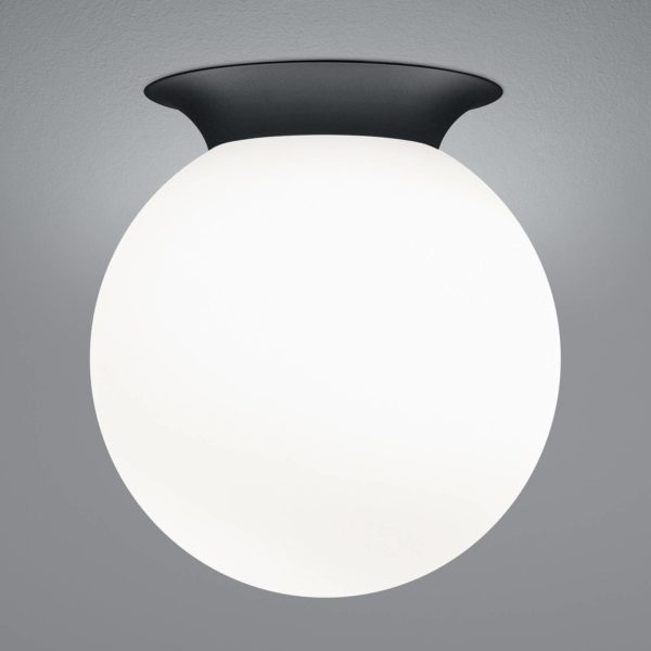 HELL Plafonnier Blob, abat-jour sphérique en verre opalin, Ø 25 cm HELL