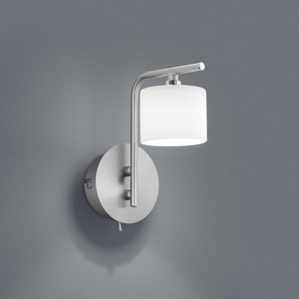 HELL Applique murale LED Mila, nickel/verre opale, à 1 lampe HELL