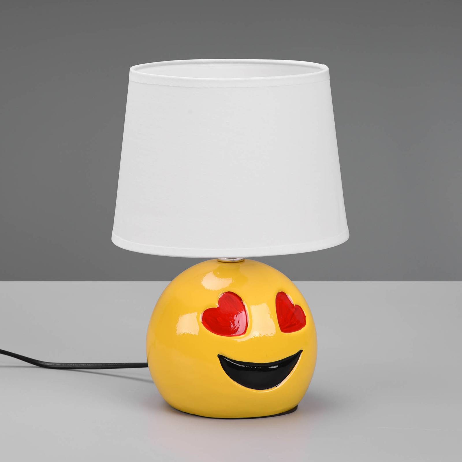 Reality Leuchten Lampe à poser Lovely smiley/abat-jour tissu blanc Reality Leuchten