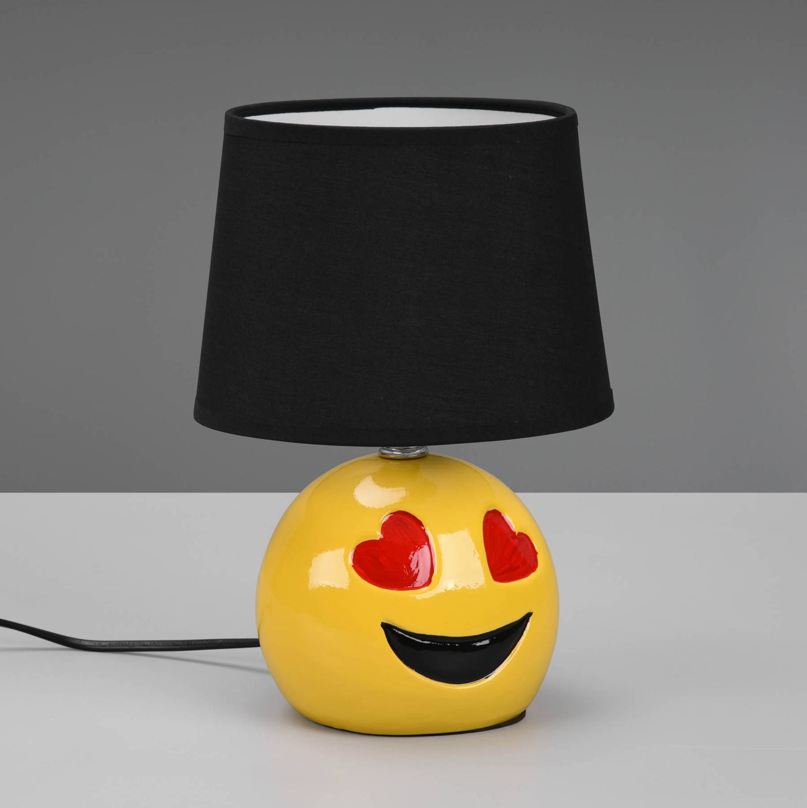 Reality Leuchten Lampe à poser Lovely smiley/abat-jour tissu noir Reality Leuchten