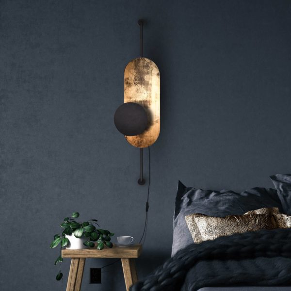Euluna Applique murale Wheel, doré avec écran noir Euluna